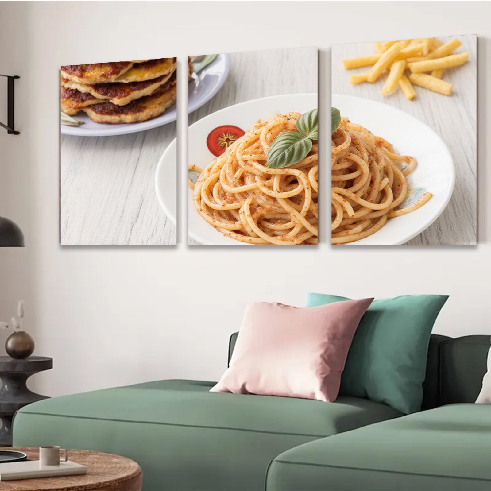 2D flat 1pc Rustic Kitchen Still Life Pasta Fries Delight farmhouse wall art dining room decor modern minimalist canvas prints for home
