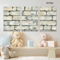 2D flat 1pc Rustic Whitewashed Brick Wall Texture Canvas Art Modern Farmhouse Decor Living Room Bedroom Gallery Wrapped Ready to Hang Large Size