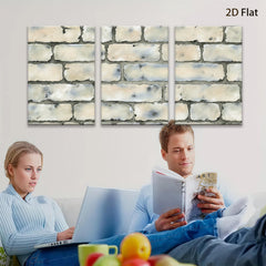 2D flat 1pc Rustic Whitewashed Brick Wall Texture Canvas Art Modern Farmhouse Decor Living Room Bedroom Gallery Wrapped Ready to Hang Large Size