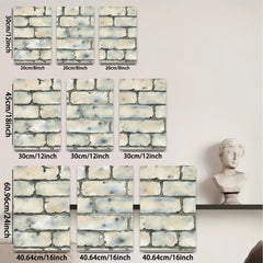 2D flat 1pc Rustic Whitewashed Brick Wall Texture Canvas Art Modern Farmhouse Decor Living Room Bedroom Gallery Wrapped Ready to Hang Large Size