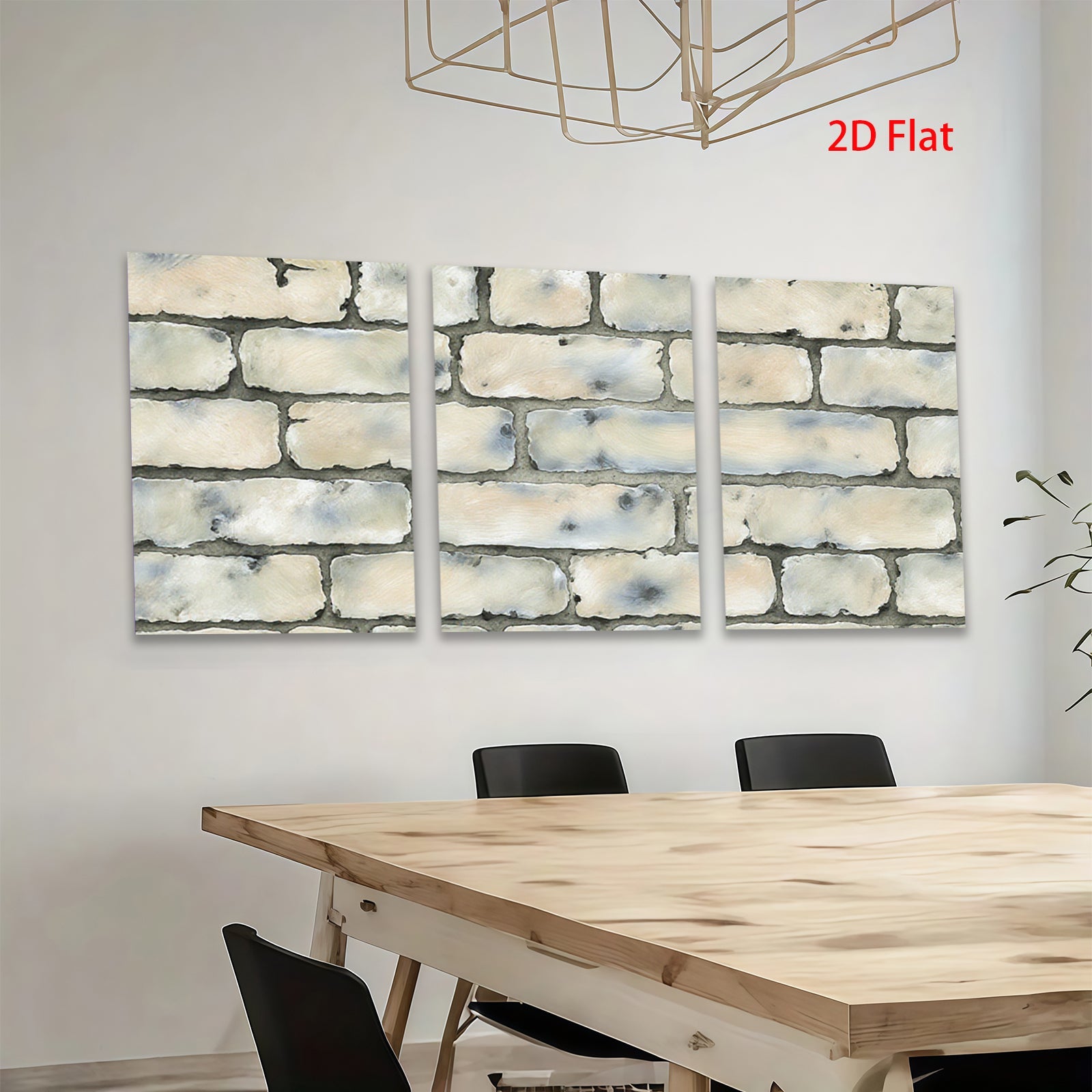 2D flat 1pc Rustic Whitewashed Brick Wall Texture Canvas Art Modern Farmhouse Decor Living Room Bedroom Gallery Wrapped Ready to Hang Large Size