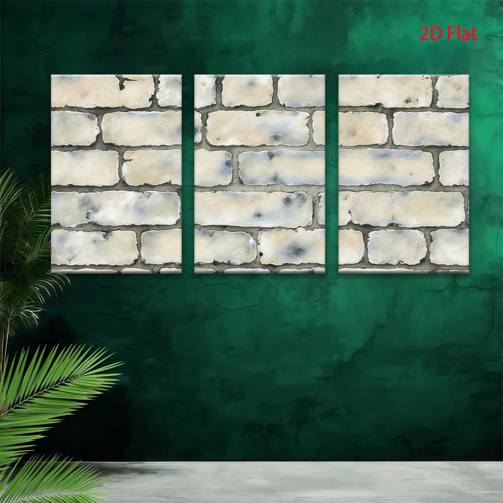 2D flat 1pc Rustic Whitewashed Brick Wall Texture Canvas Art Modern Farmhouse Decor Living Room Bedroom Gallery Wrapped Ready to Hang Large Size
