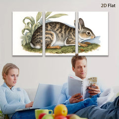 2D flat 1pc Rustic Wildlife Portrait Charming Cottontail Rabbit Study Farmhouse Wall Decor Living Room Bedroom Art Canvas Print Modern Gallery Wrapped