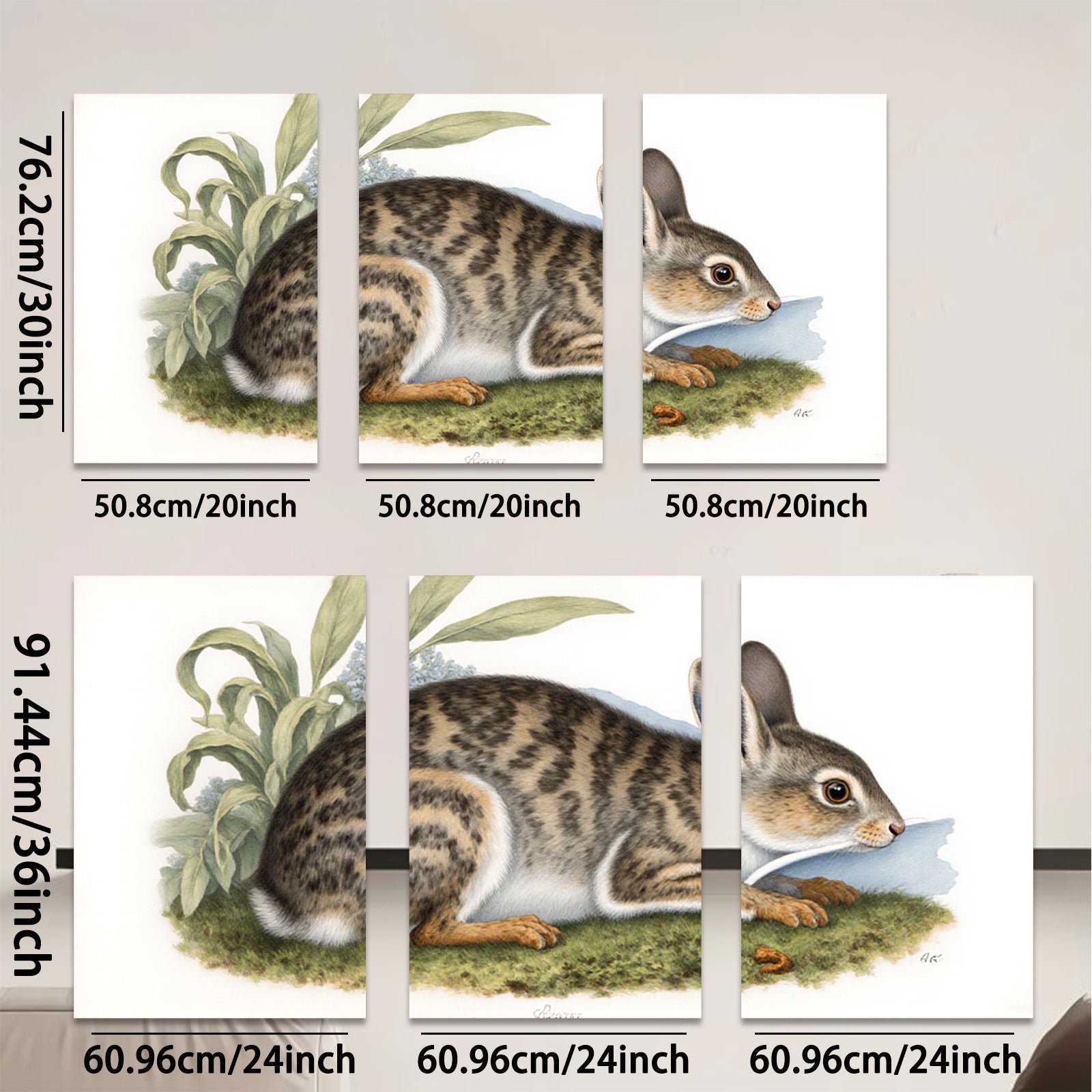 2D flat 1pc Rustic Wildlife Portrait Charming Cottontail Rabbit Study Farmhouse Wall Decor Living Room Bedroom Art Canvas Print Modern Gallery Wrapped