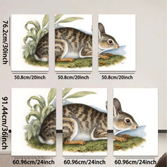 2D flat 1pc Rustic Wildlife Portrait Charming Cottontail Rabbit Study Farmhouse Wall Decor Living Room Bedroom Art Canvas Print Modern Gallery Wrapped