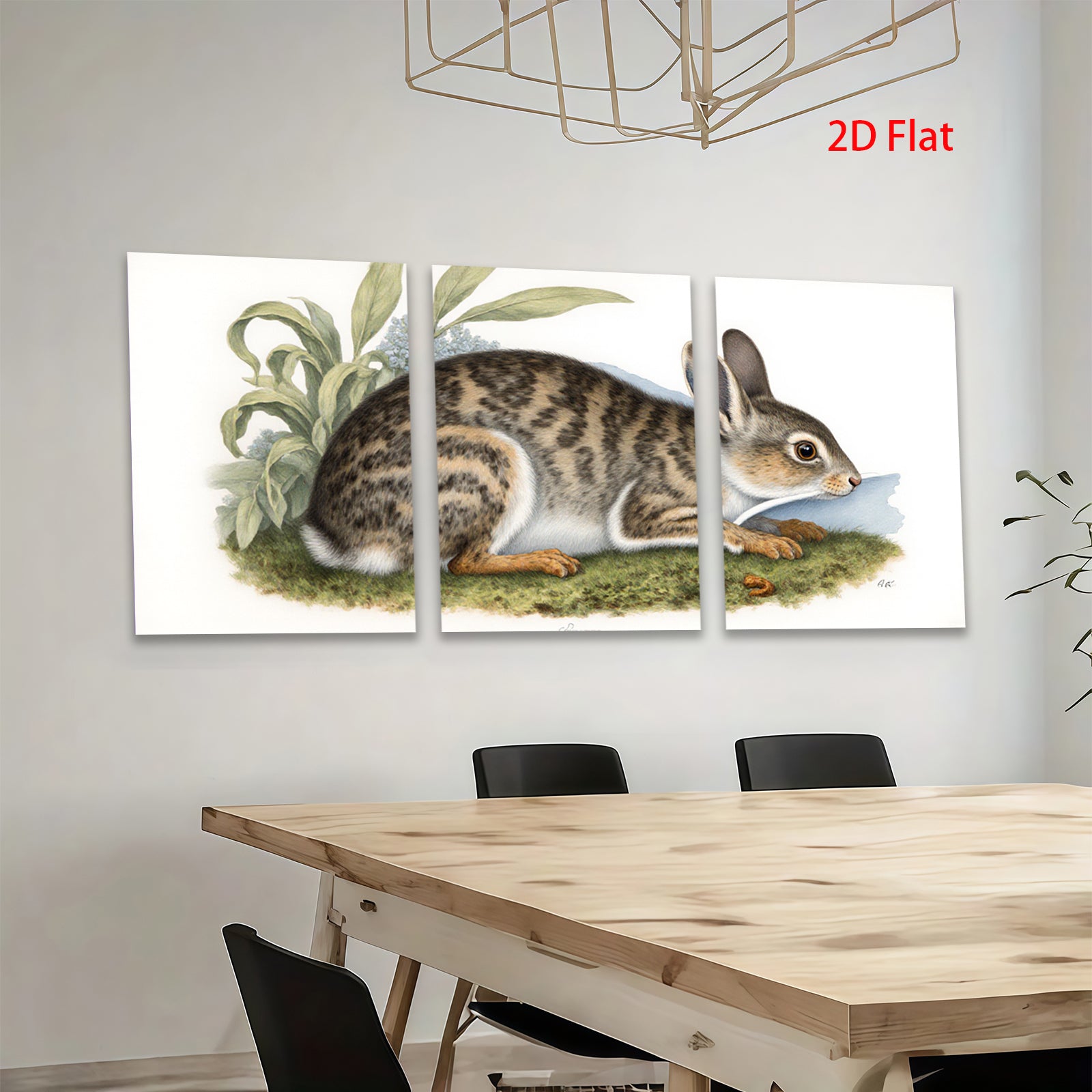 2D flat 1pc Rustic Wildlife Portrait Charming Cottontail Rabbit Study Farmhouse Wall Decor Living Room Bedroom Art Canvas Print Modern Gallery Wrapped