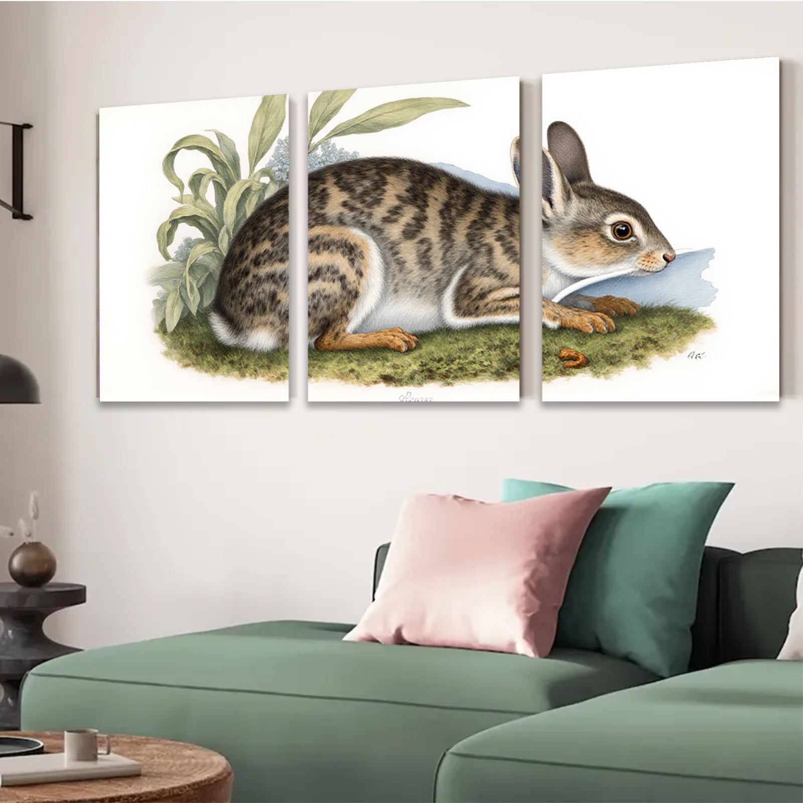 2D flat 1pc Rustic Wildlife Portrait Charming Cottontail Rabbit Study Farmhouse Wall Decor Living Room Bedroom Art Canvas Print Modern Gallery Wrapped