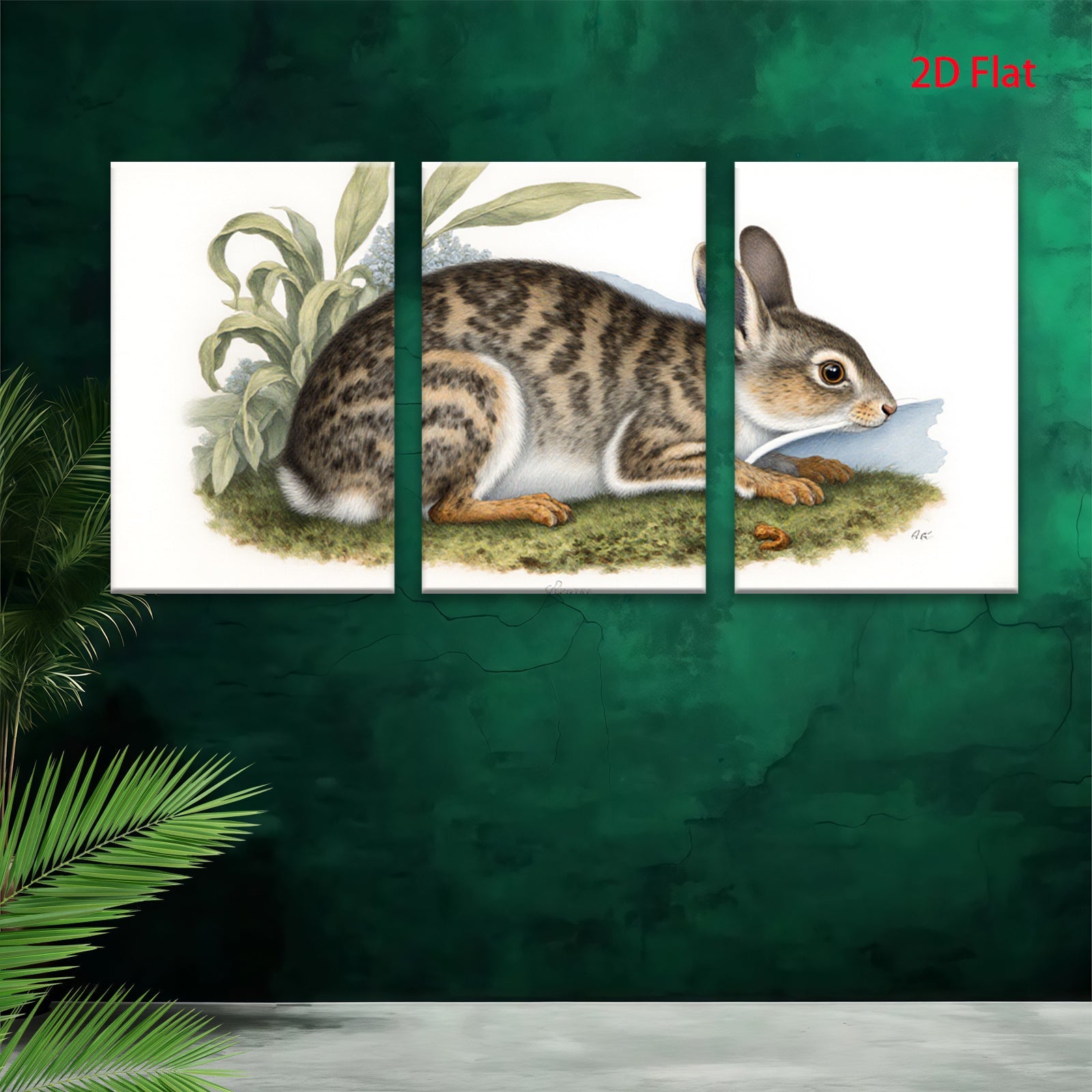 2D flat 1pc Rustic Wildlife Portrait Charming Cottontail Rabbit Study Farmhouse Wall Decor Living Room Bedroom Art Canvas Print Modern Gallery Wrapped