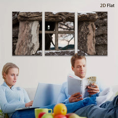 2D flat 1pc Rustic Winter Window Farmhouse Wall Art Canvas Prints for Living Room Bedroom Home Decor Gallery Wrapped Modern Farmhouse Style