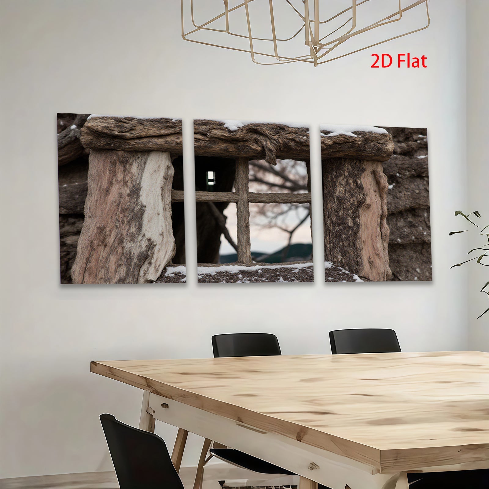 2D flat 1pc Rustic Winter Window Farmhouse Wall Art Canvas Prints for Living Room Bedroom Home Decor Gallery Wrapped Modern Farmhouse Style
