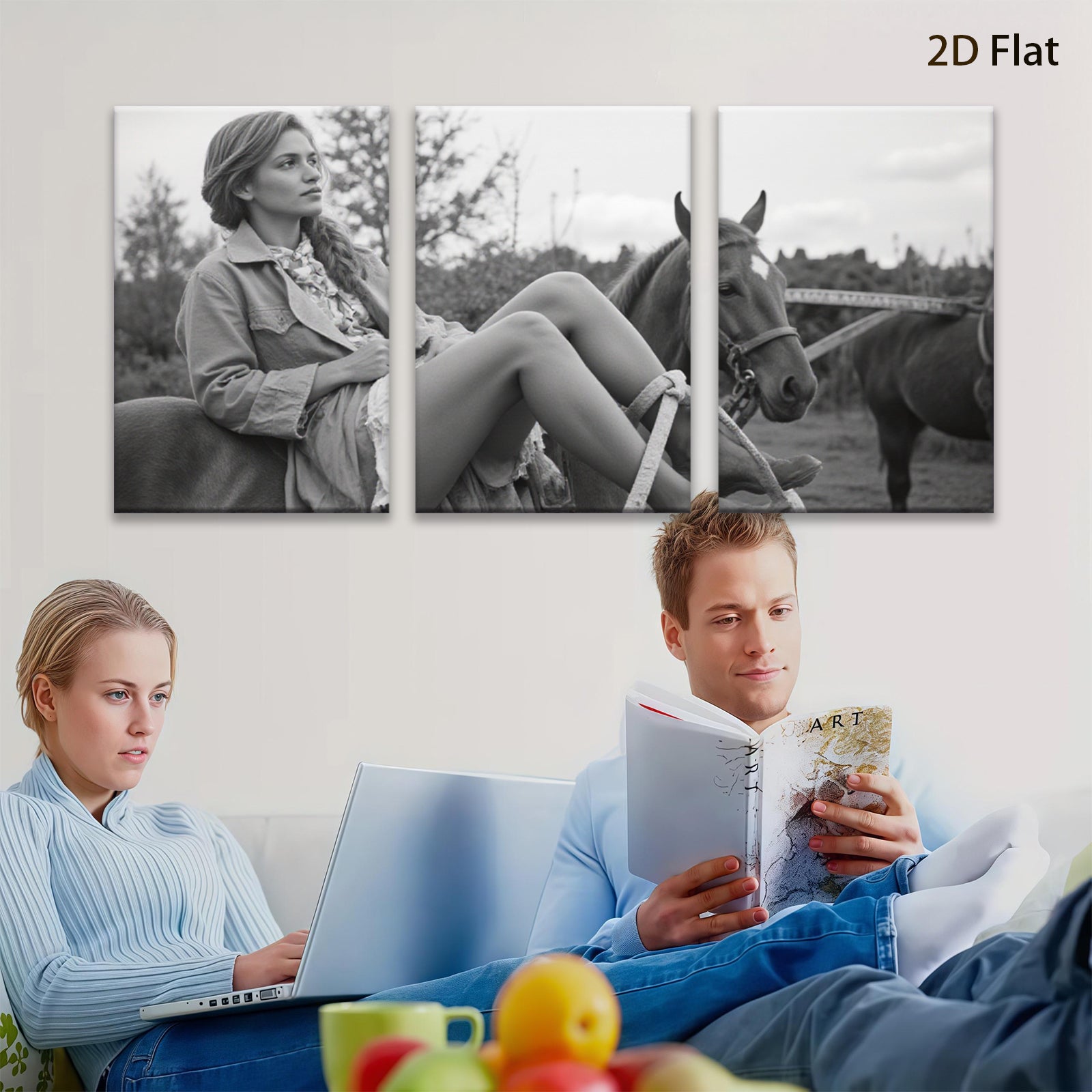 2D flat 1pc Rustic beauty with horse pastoral serenity farmhouse wall decor living room bedroom gallery wrapped canvas print modern art