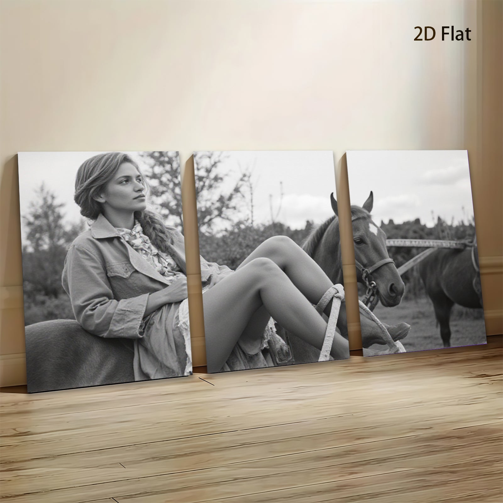 2D flat 1pc Rustic beauty with horse pastoral serenity farmhouse wall decor living room bedroom gallery wrapped canvas print modern art