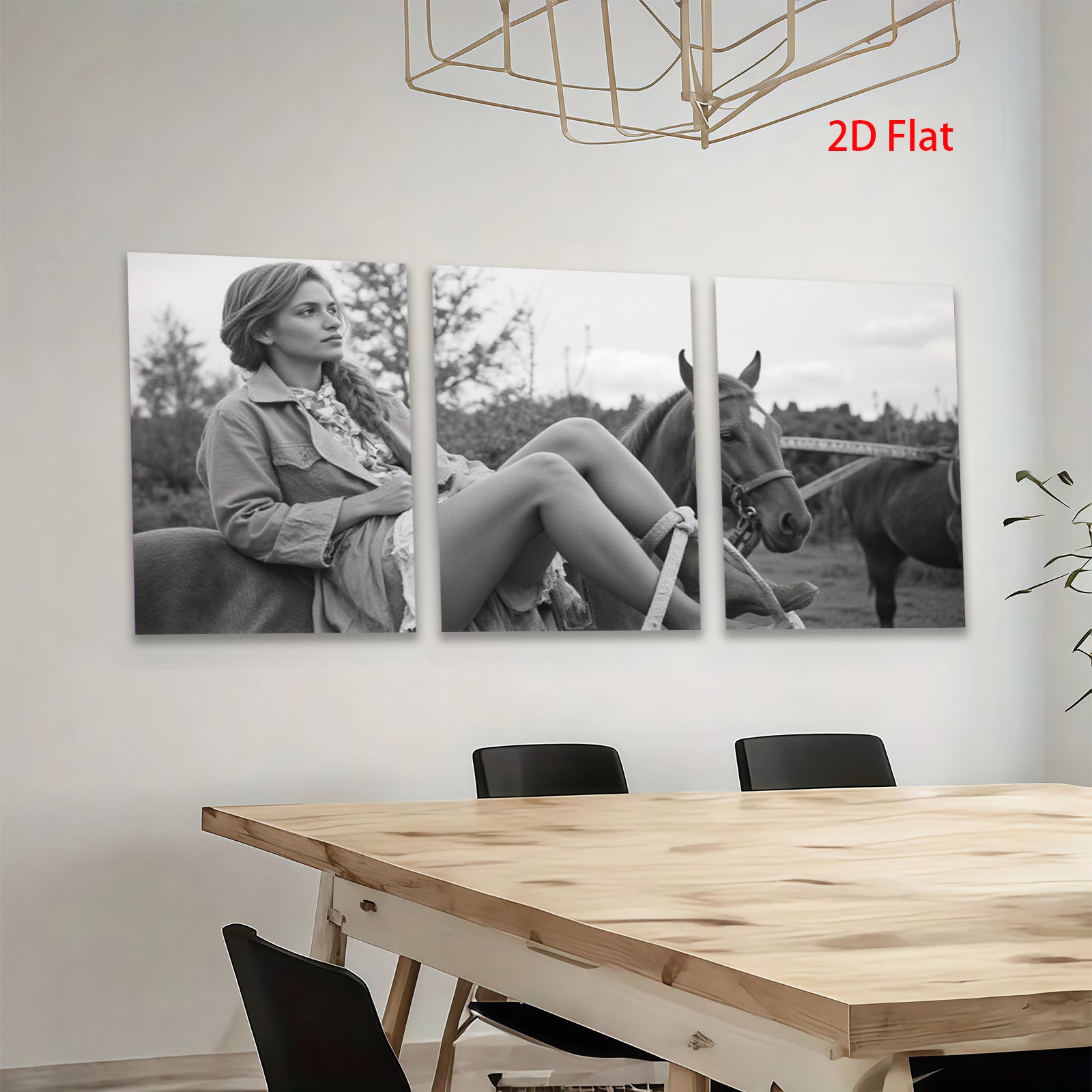 2D flat 1pc Rustic beauty with horse pastoral serenity farmhouse wall decor living room bedroom gallery wrapped canvas print modern art