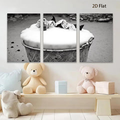 2D flat 1pc Rustic galvanized bucket filled with white foam farmhouse wall decor living room bedroom gallery wrapped canvas print modern minimalist art