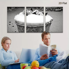 2D flat 1pc Rustic galvanized bucket filled with white foam farmhouse wall decor living room bedroom gallery wrapped canvas print modern minimalist art