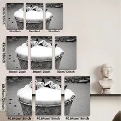 2D flat 1pc Rustic galvanized bucket filled with white foam farmhouse wall decor living room bedroom gallery wrapped canvas print modern minimalist art