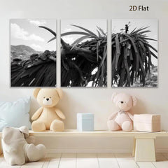 2D flat 1pc Rustic thatched roof landscape wall art for living room bedroom gallery wrapped canvas prints farmhouse decor modern minimalist botanical prints