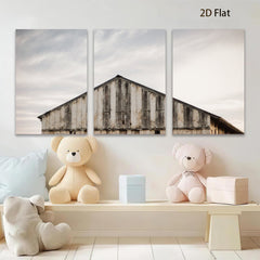 2D flat 1pc Rustic weathered barn exterior farmhouse wall decor country living room kitchen dining room gallery wrapped canvas prints modern minimalist art