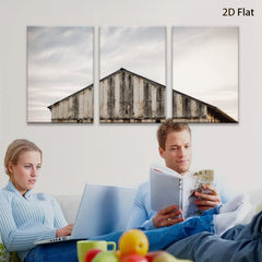 2D flat 1pc Rustic weathered barn exterior farmhouse wall decor country living room kitchen dining room gallery wrapped canvas prints modern minimalist art