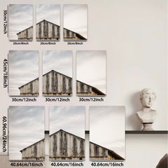 2D flat 1pc Rustic weathered barn exterior farmhouse wall decor country living room kitchen dining room gallery wrapped canvas prints modern minimalist art