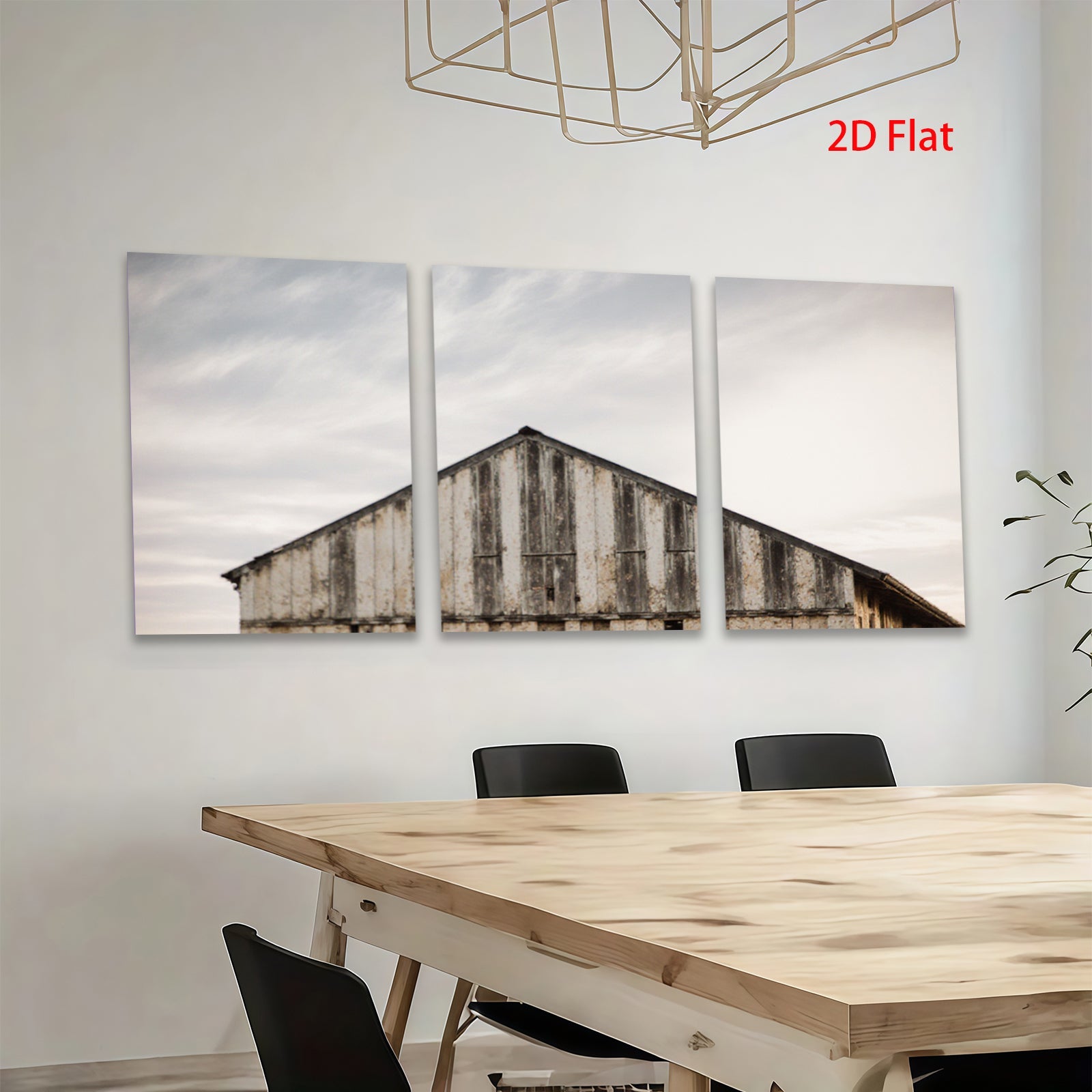 2D flat 1pc Rustic weathered barn exterior farmhouse wall decor country living room kitchen dining room gallery wrapped canvas prints modern minimalist art