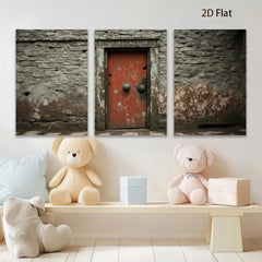 2D flat 1pc Rustic weathered doorway stone wall art farmhouse living room bedroom decor gallery wrapped canvas print modern minimalist aesthetic statement piece