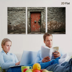 2D flat 1pc Rustic weathered doorway stone wall art farmhouse living room bedroom decor gallery wrapped canvas print modern minimalist aesthetic statement piece