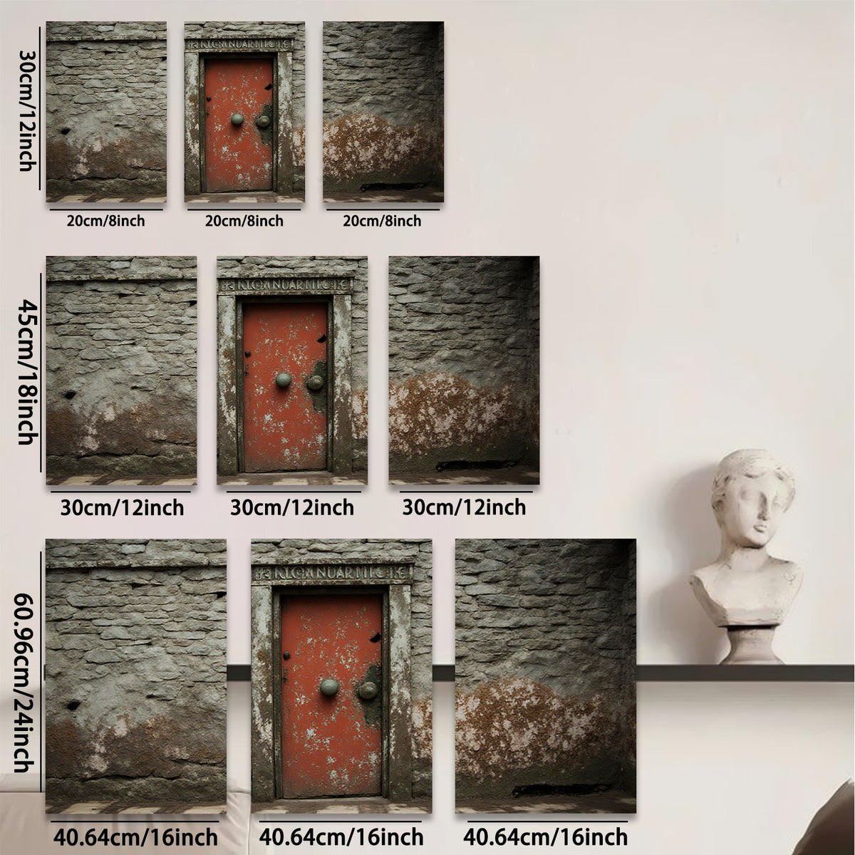2D flat 1pc Rustic weathered doorway stone wall art farmhouse living room bedroom decor gallery wrapped canvas print modern minimalist aesthetic statement piece