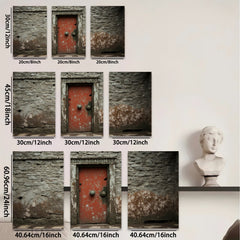 2D flat 1pc Rustic weathered doorway stone wall art farmhouse living room bedroom decor gallery wrapped canvas print modern minimalist aesthetic statement piece