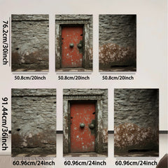 2D flat 1pc Rustic weathered doorway stone wall art farmhouse living room bedroom decor gallery wrapped canvas print modern minimalist aesthetic statement piece
