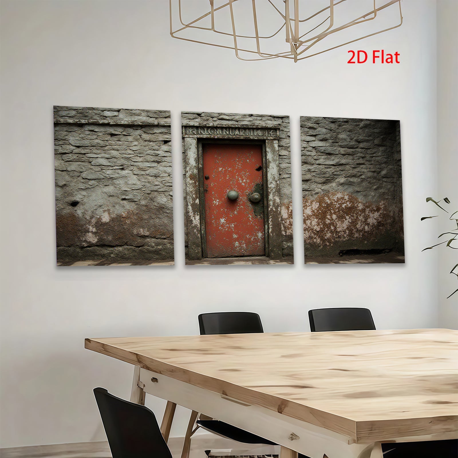 2D flat 1pc Rustic weathered doorway stone wall art farmhouse living room bedroom decor gallery wrapped canvas print modern minimalist aesthetic statement piece