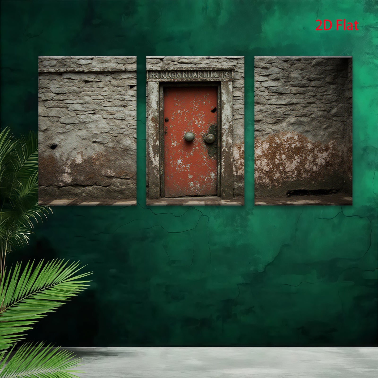 2D flat 1pc Rustic weathered doorway stone wall art farmhouse living room bedroom decor gallery wrapped canvas print modern minimalist aesthetic statement piece