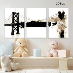 2D flat 1pc San Francisco bridge abstract wall art modern farmhouse living room decor bedroom statement piece gallery wrapped canvas print inspirational home accents