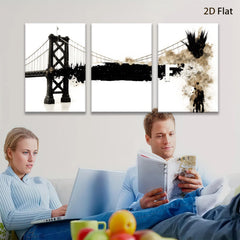 2D flat 1pc San Francisco bridge abstract wall art modern farmhouse living room decor bedroom statement piece gallery wrapped canvas print inspirational home accents
