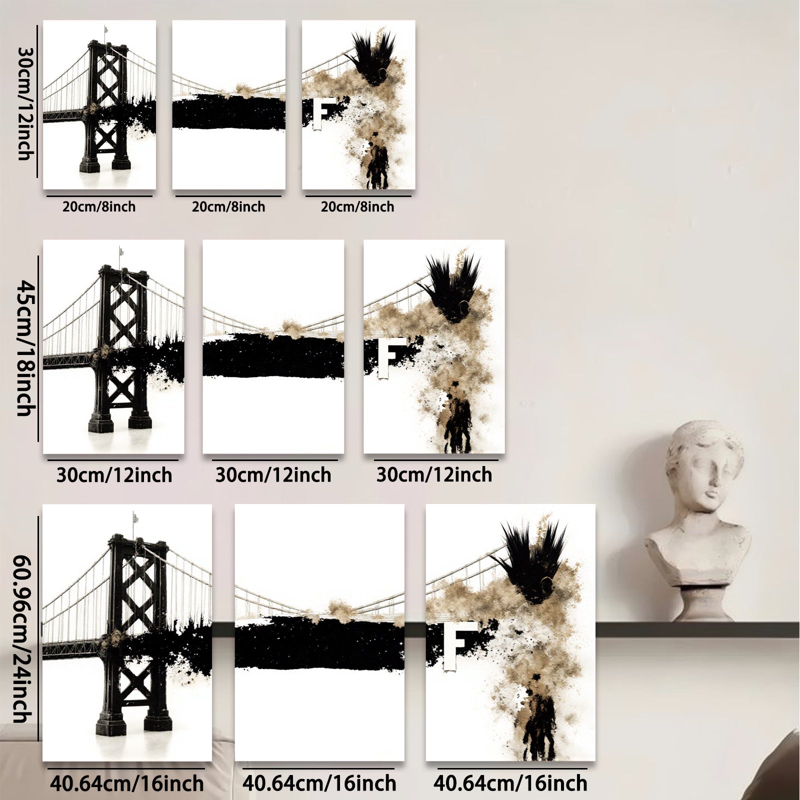 2D flat 1pc San Francisco bridge abstract wall art modern farmhouse living room decor bedroom statement piece gallery wrapped canvas print inspirational home accents