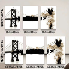2D flat 1pc San Francisco bridge abstract wall art modern farmhouse living room decor bedroom statement piece gallery wrapped canvas print inspirational home accents
