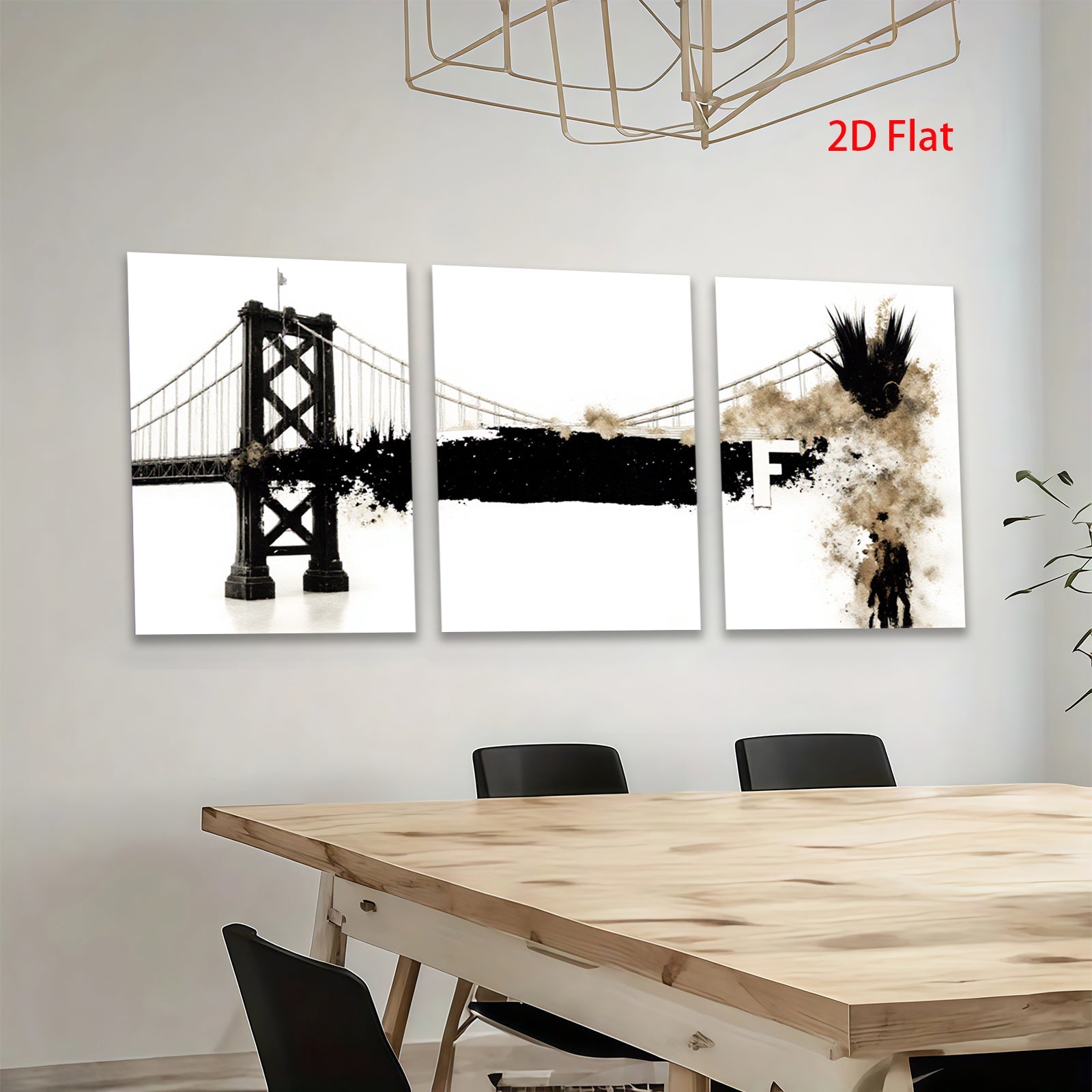 2D flat 1pc San Francisco bridge abstract wall art modern farmhouse living room decor bedroom statement piece gallery wrapped canvas print inspirational home accents