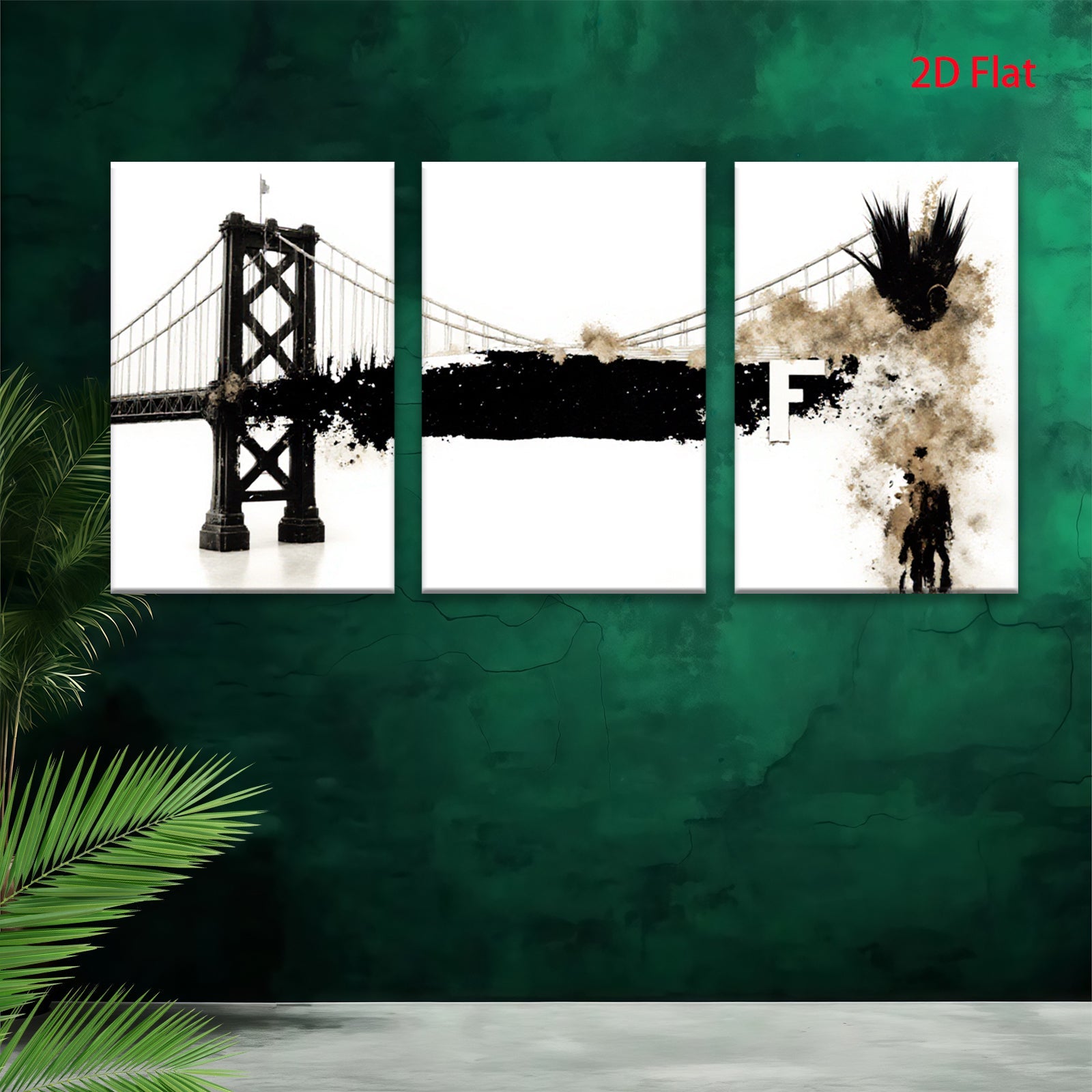 2D flat 1pc San Francisco bridge abstract wall art modern farmhouse living room decor bedroom statement piece gallery wrapped canvas print inspirational home accents