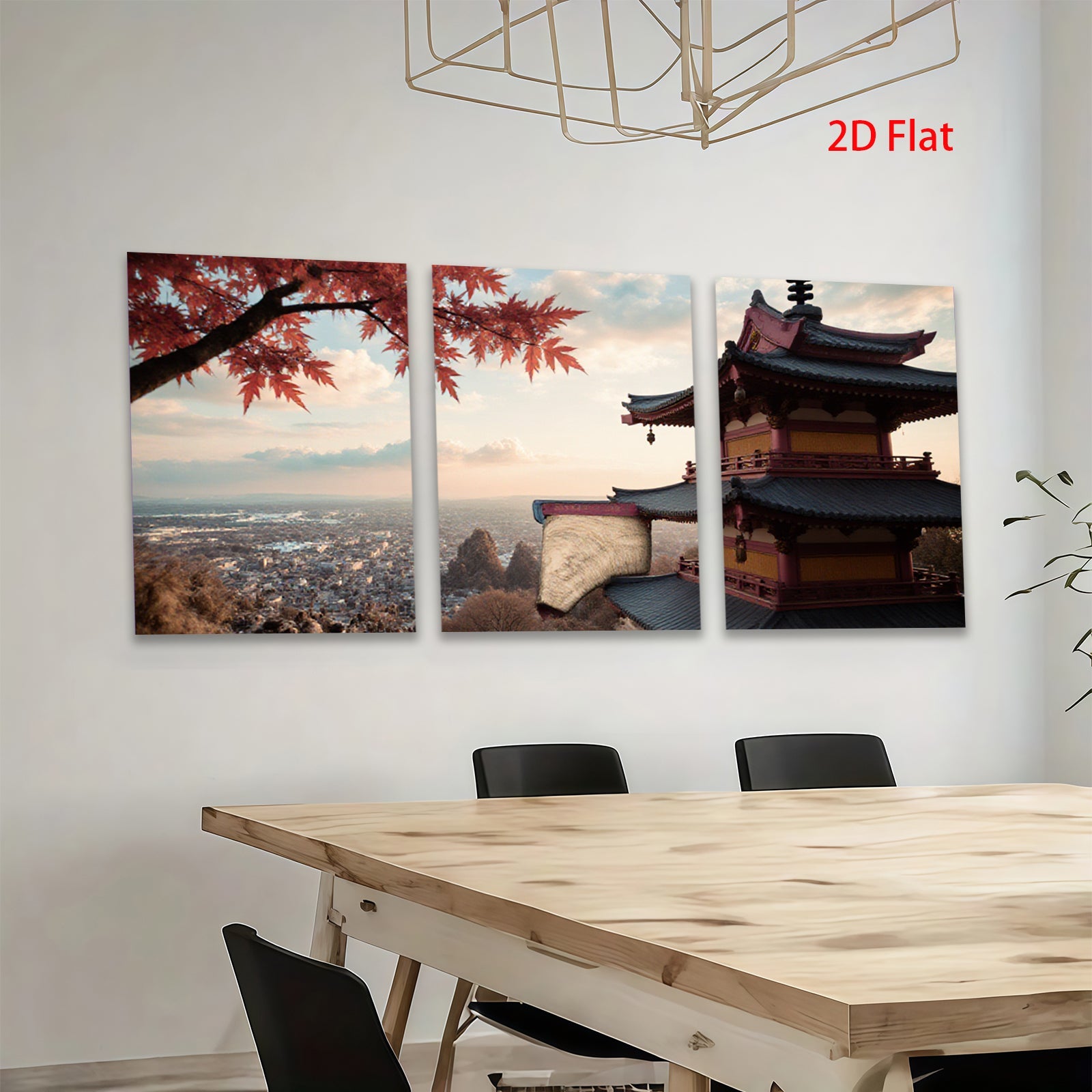 2D flat 1pc Scenic Asian Pagoda Over City View Wall Art Canvas Prints for Living Room Bedroom Home Decor Modern Farmhouse Style Gallery Wrapped