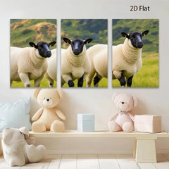 2D flat 1pc Scottish Highlands Sheep Pastoral Farm Animal Wall Art Decor for Living Room Bedroom Modern Gallery Wrapped Canvas Prints farmhouse style cozy aesthetic
