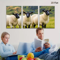 2D flat 1pc Scottish Highlands Sheep Pastoral Farm Animal Wall Art Decor for Living Room Bedroom Modern Gallery Wrapped Canvas Prints farmhouse style cozy aesthetic