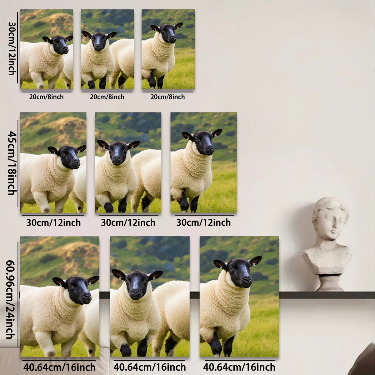 2D flat 1pc Scottish Highlands Sheep Pastoral Farm Animal Wall Art Decor for Living Room Bedroom Modern Gallery Wrapped Canvas Prints farmhouse style cozy aesthetic