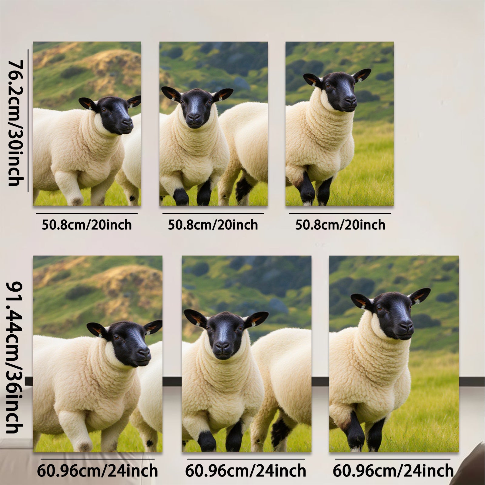 2D flat 1pc Scottish Highlands Sheep Pastoral Farm Animal Wall Art Decor for Living Room Bedroom Modern Gallery Wrapped Canvas Prints farmhouse style cozy aesthetic