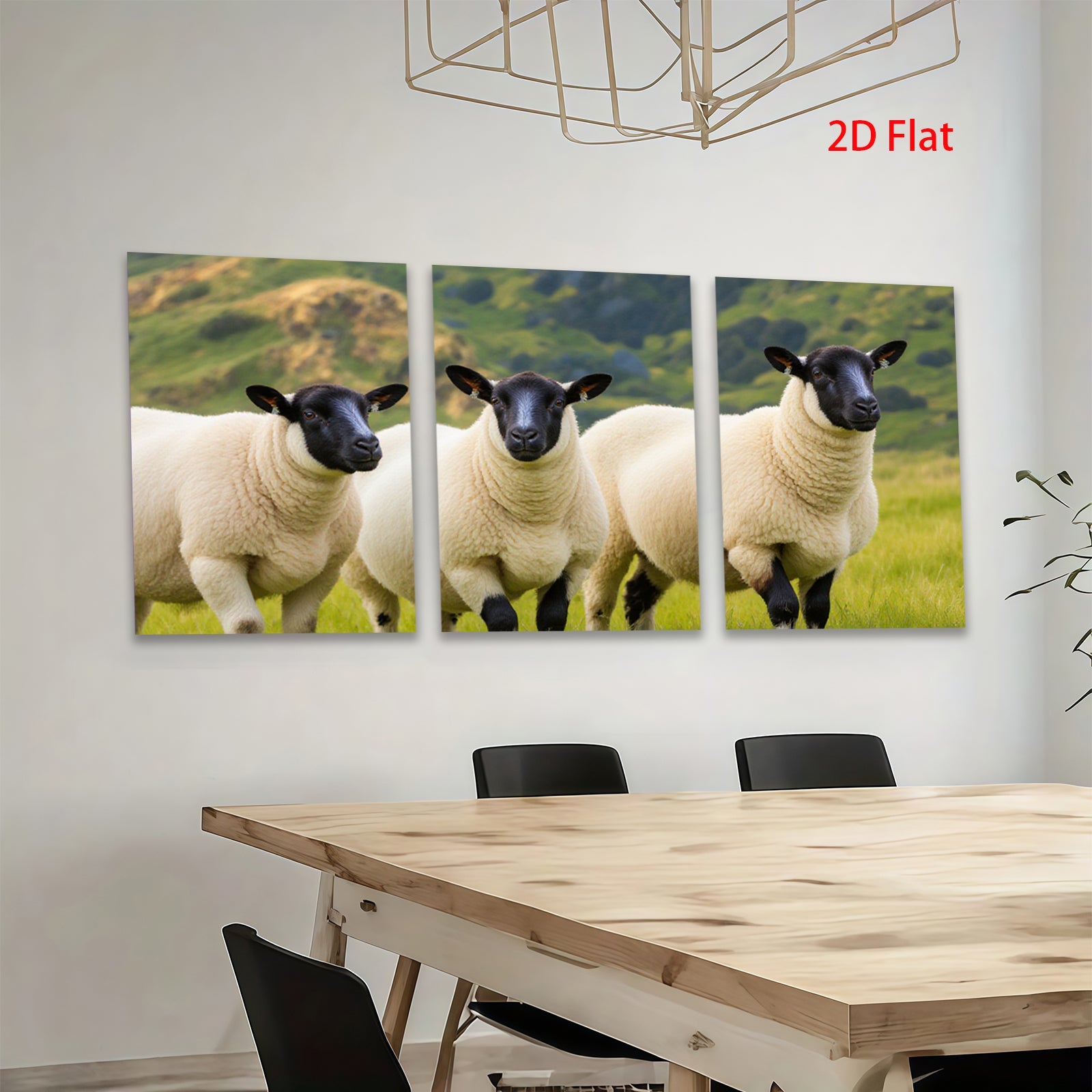 2D flat 1pc Scottish Highlands Sheep Pastoral Farm Animal Wall Art Decor for Living Room Bedroom Modern Gallery Wrapped Canvas Prints farmhouse style cozy aesthetic