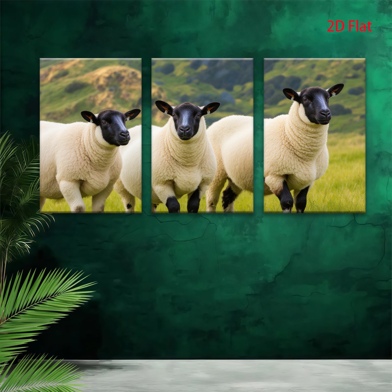 2D flat 1pc Scottish Highlands Sheep Pastoral Farm Animal Wall Art Decor for Living Room Bedroom Modern Gallery Wrapped Canvas Prints farmhouse style cozy aesthetic