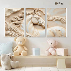 2D flat 1pc Sculpted Horse Head Wall Art Decor for Living Room Bedroom Modern Farmhouse Gallery Wrapped Canvas Prints Aesthetic Room Decor Gifts