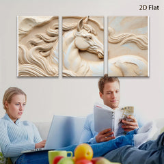 2D flat 1pc Sculpted Horse Head Wall Art Decor for Living Room Bedroom Modern Farmhouse Gallery Wrapped Canvas Prints Aesthetic Room Decor Gifts