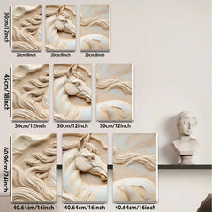 2D flat 1pc Sculpted Horse Head Wall Art Decor for Living Room Bedroom Modern Farmhouse Gallery Wrapped Canvas Prints Aesthetic Room Decor Gifts