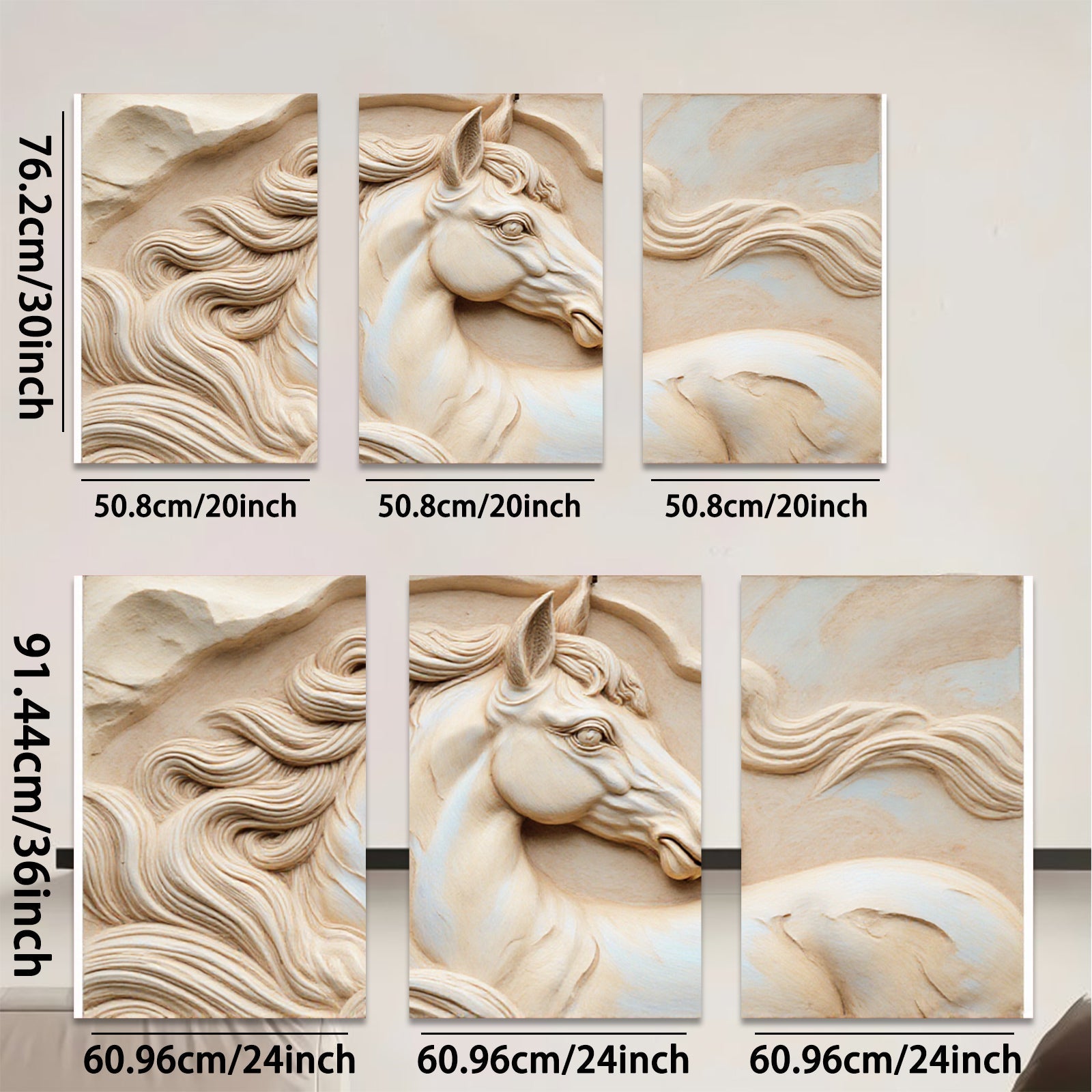 2D flat 1pc Sculpted Horse Head Wall Art Decor for Living Room Bedroom Modern Farmhouse Gallery Wrapped Canvas Prints Aesthetic Room Decor Gifts