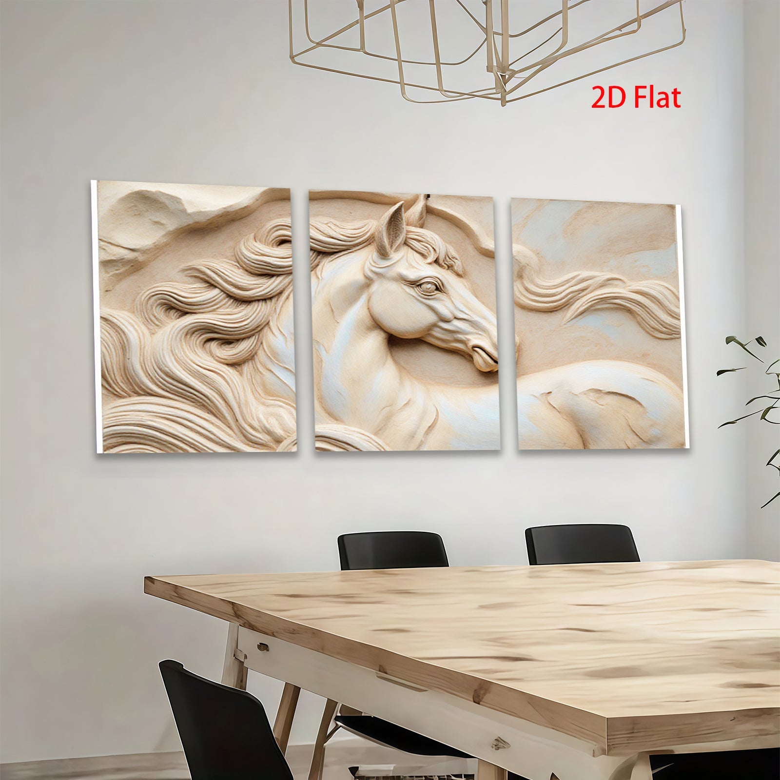 2D flat 1pc Sculpted Horse Head Wall Art Decor for Living Room Bedroom Modern Farmhouse Gallery Wrapped Canvas Prints Aesthetic Room Decor Gifts